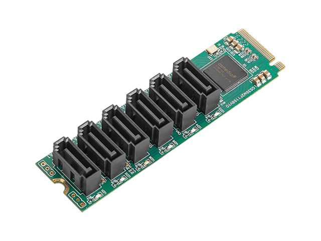 M.2(PCIe3.0) to 6 Ports SATA 6G Adapter,IO-M2F1166-6I