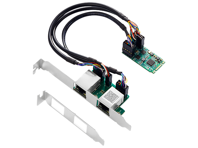 M.2(B+M Key) to Dual Gigabit Ethernet Controller Card，IO-M2F811HN-2GLAN
