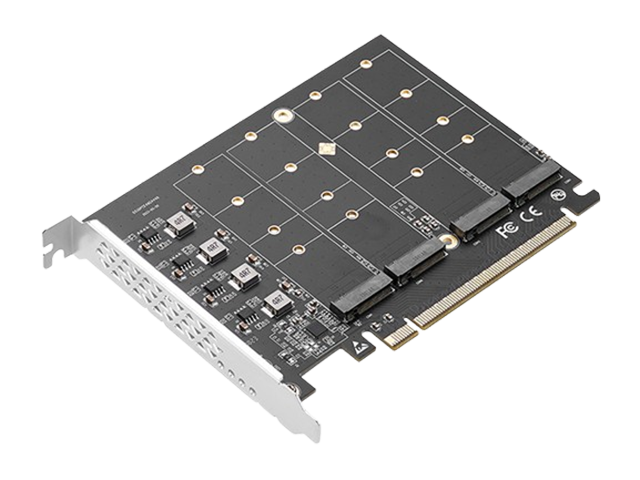 PCIe 4.0 x16 to 4x M.2 NVMe Adapter Card，IO-PCE44M2-02