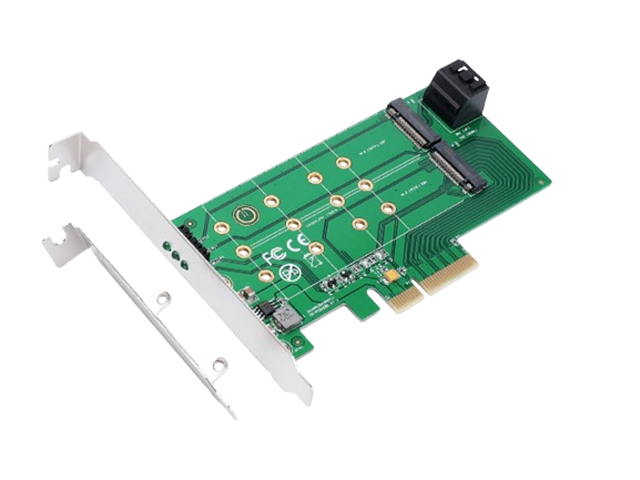 PCIe x 4 to NGFF(PCIe) SSD+SATA to 2 x NGFF(SATA)adapter card,IO-PCE4X-2B1M